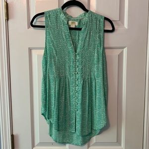 Anthropologie Maeve Green Sleeveless Top